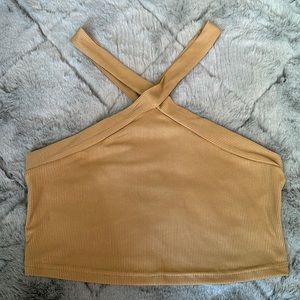 double neck cross crop top. Halter